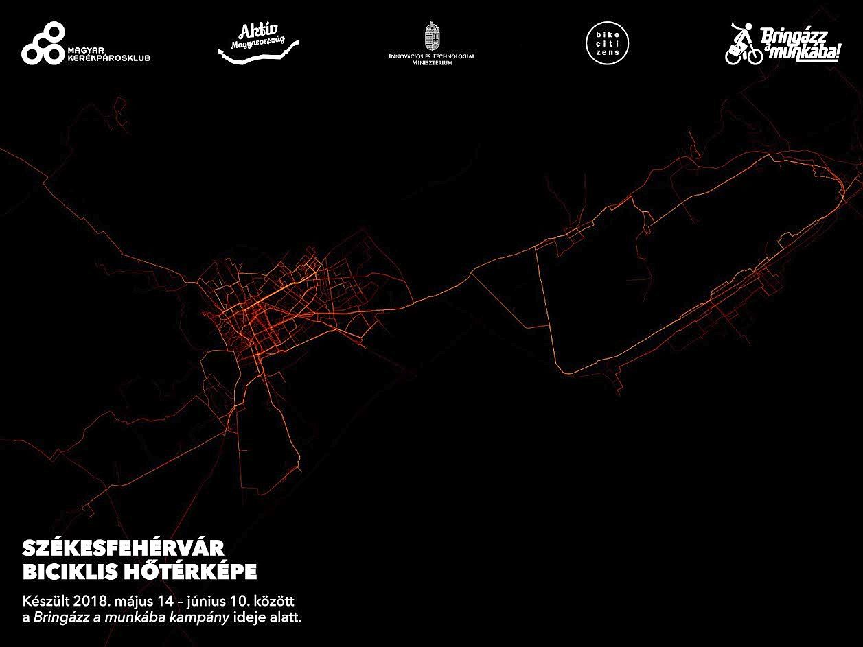 Székesfehérvár biciklis hőtérképét is elkészítette a Magyar Kerékpárosklub